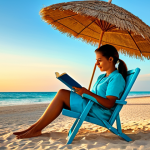 자기 성찰을 위한 시각화 기법 - Relaxing Beach Scene**

"A serene beach at sunset, calm turquoise water, golden sand, a comfortable ...